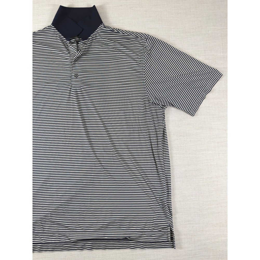 FootJoy Mens XXL Striped Golf Polo Shirt Navy White Short Sleeve Performance